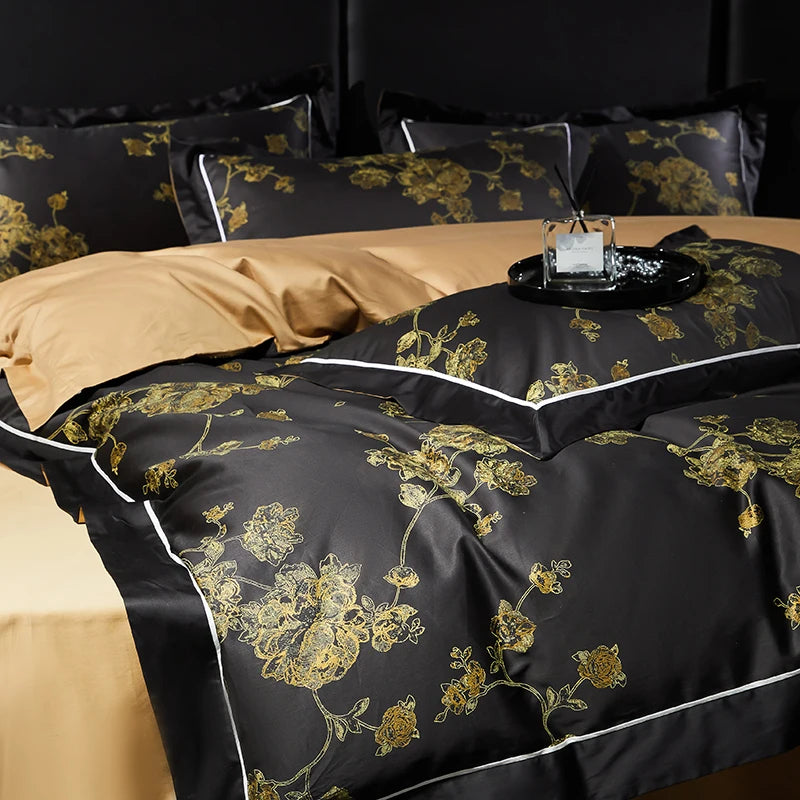 Giuliana Black 1000TC Egyptian Cotton Bedding Set