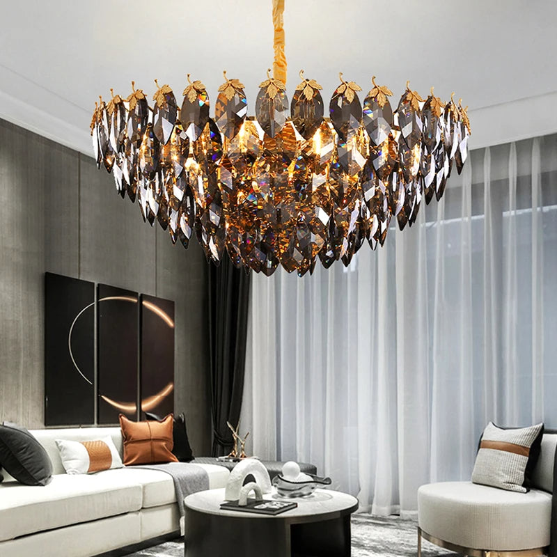 Marcellus Luxury Crystal Leaves Handcrafted Chandelier