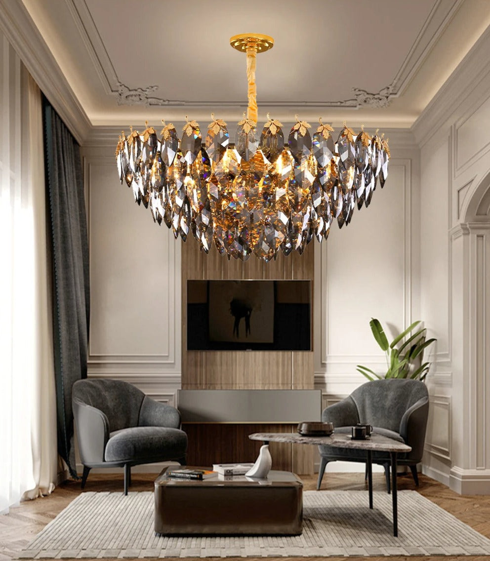 Marcellus Luxury Crystal Leaves Handcrafted Chandelier