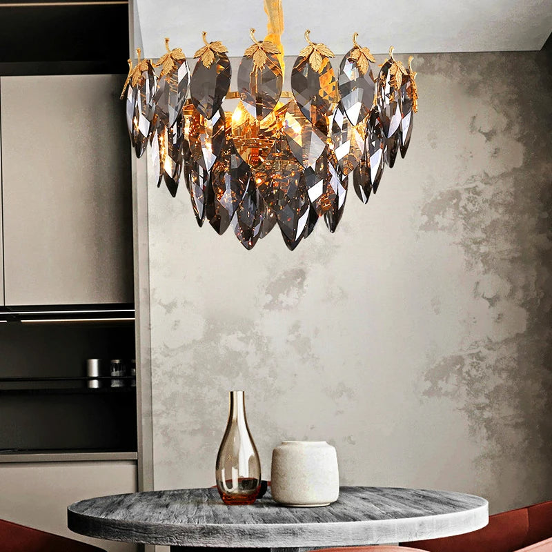 Marcellus Luxury Crystal Leaves Handcrafted Chandelier