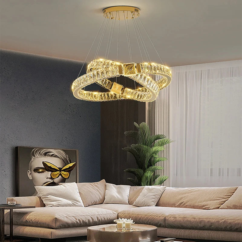 Lustre suspendu en cristal de luxe Junia