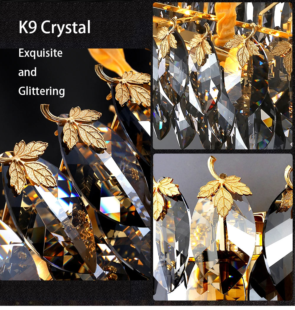 Marcellus Luxury Crystal Leaves Handcrafted Chandelier