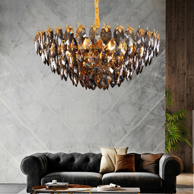 Marcellus Luxury Crystal Leaves Handcrafted Chandelier