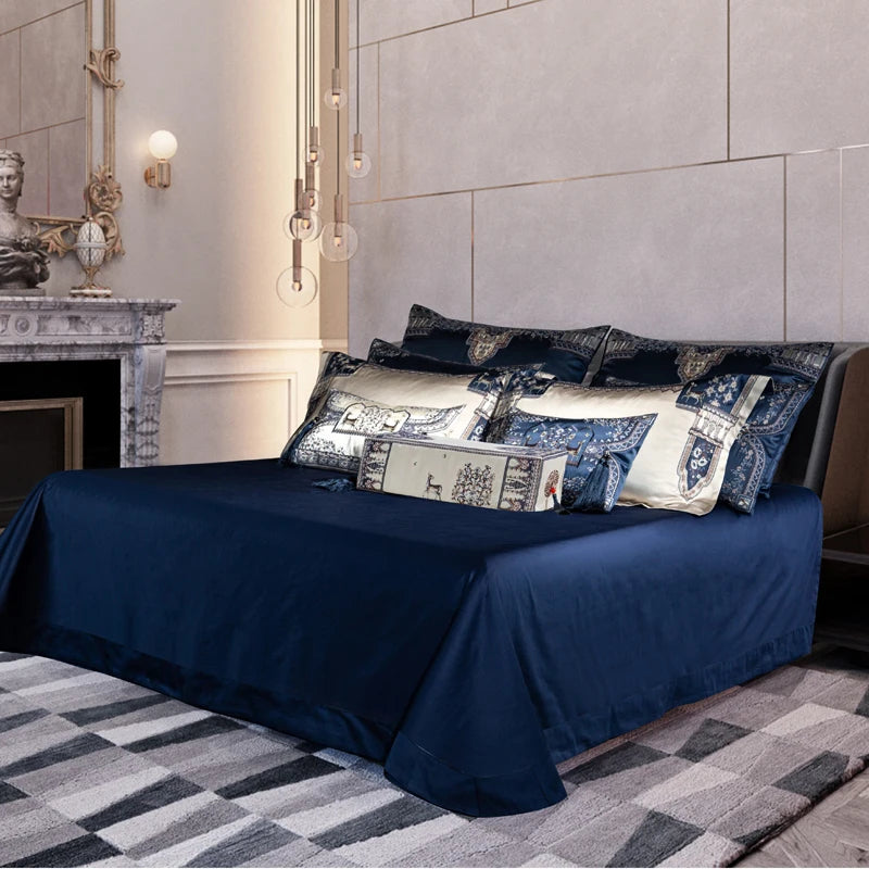 Alberte Luxury Egyptian Cotton 1000TC Royal Embroidered Flowers Bedding Set