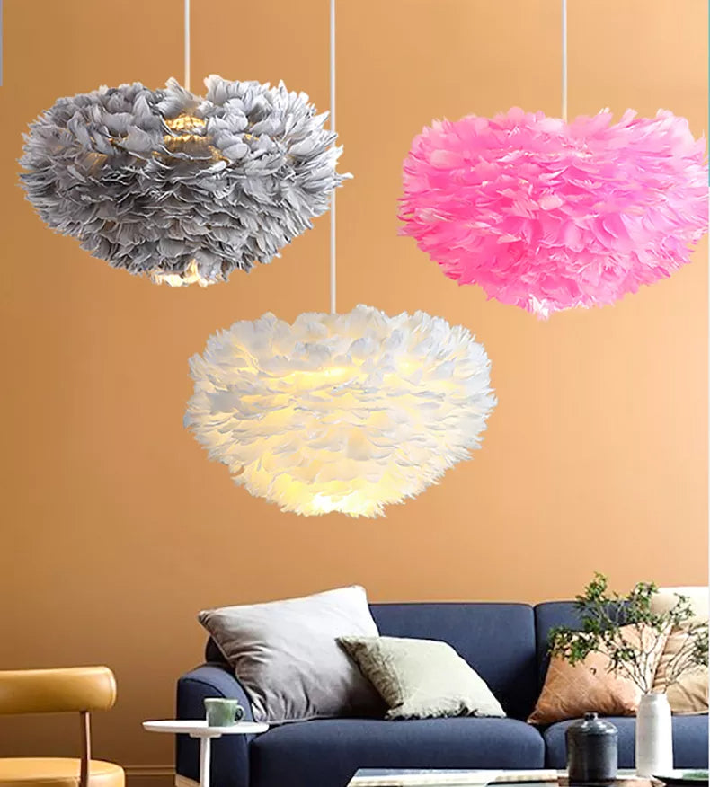 Lampe moderne en plumes d'oie faite main Clelia