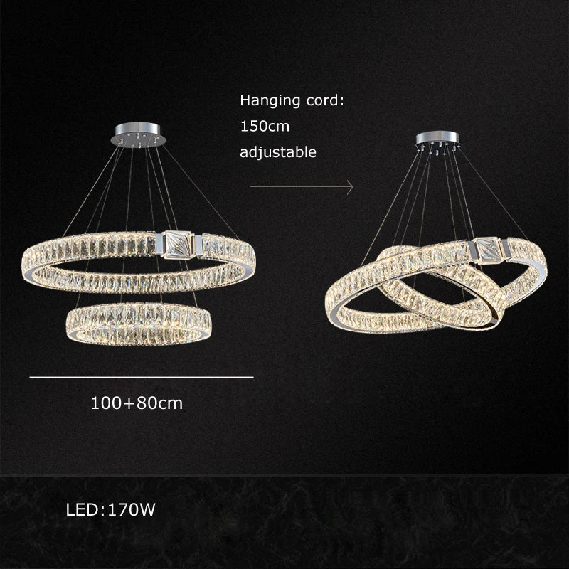 Lustre suspendu en cristal de luxe Junia