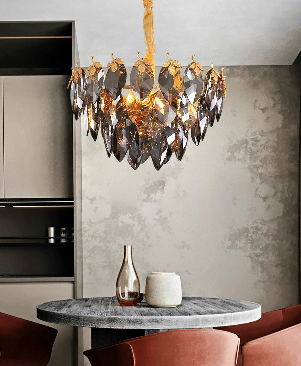 Marcellus Luxury Crystal Leaves Handcrafted Chandelier