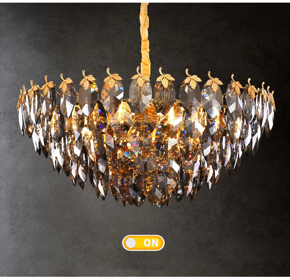 Marcellus Luxury Crystal Leaves Handcrafted Chandelier