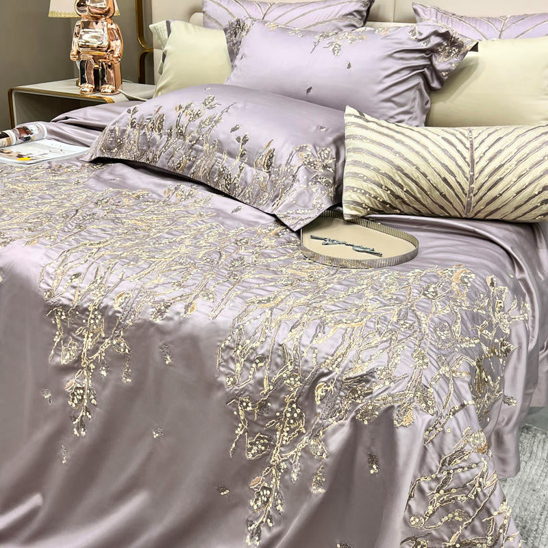 Cream Pearl Luxury 1000TC Egyptian Cotton Royal Embroidery Duvet Bedding Set - DARIYA HOME