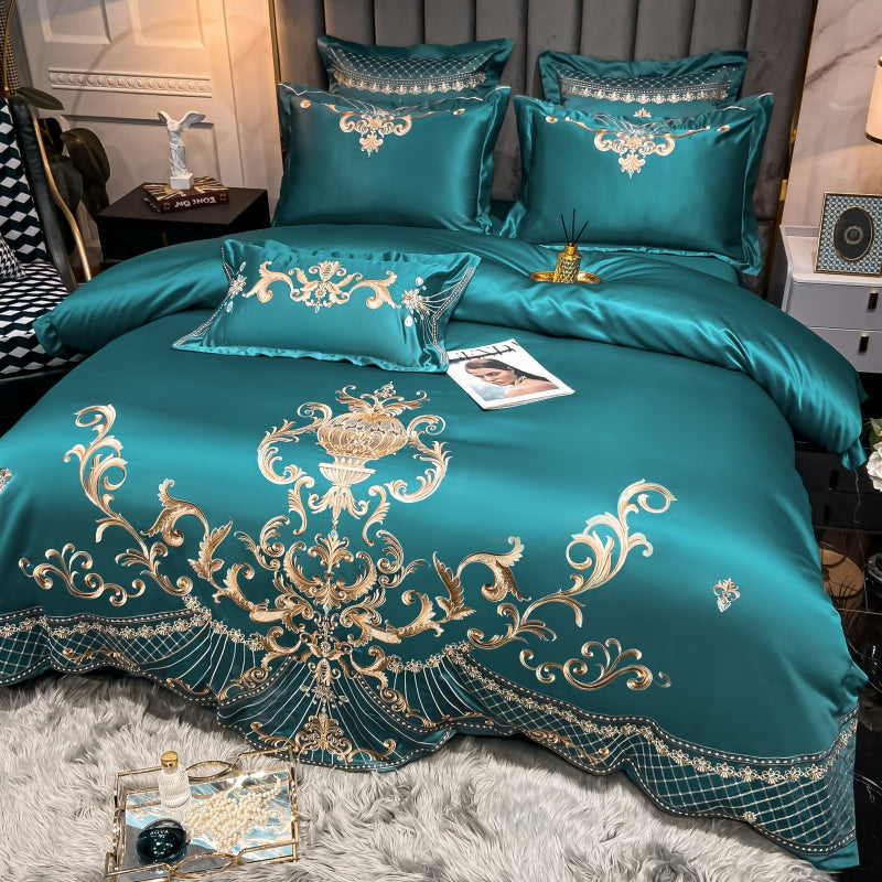 Elmira Sea 600TC Satin Egyptian Cotton Royal Embroidery Duvet Bedding Set - DARIYA HOME