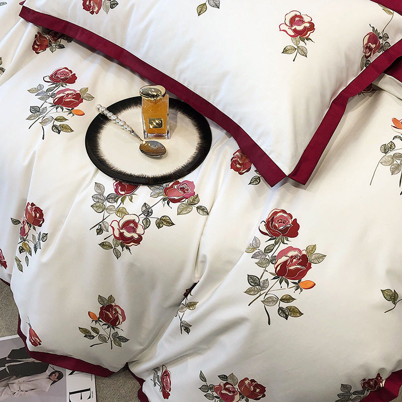 Elektra Fiori Claret 1000TC Egyptian Cotton Royal Duvet Bedding Set - DARIYA HOME