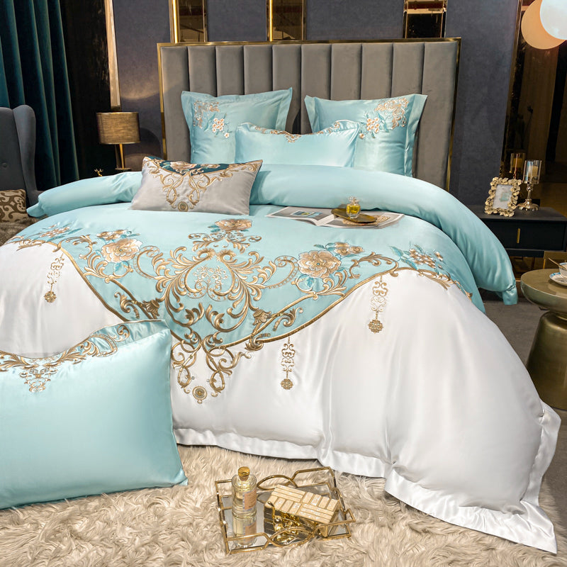 Julieta Botticelli Luxury 600 TC Cotton Flowers Royal Embroidery Duvet Bedding Set - DARIYA HOME