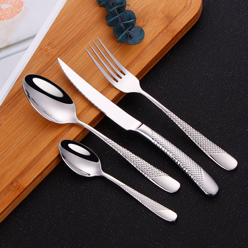 Ferrara Silver Textured Royal Cutlery Set - DARIYA HOME