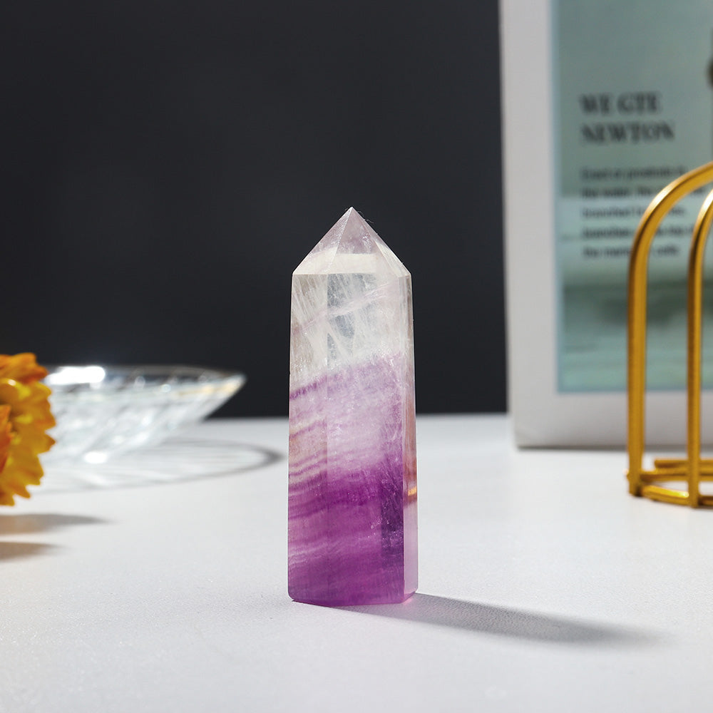 Natural Fluorite Crystal Point Home Obelisk