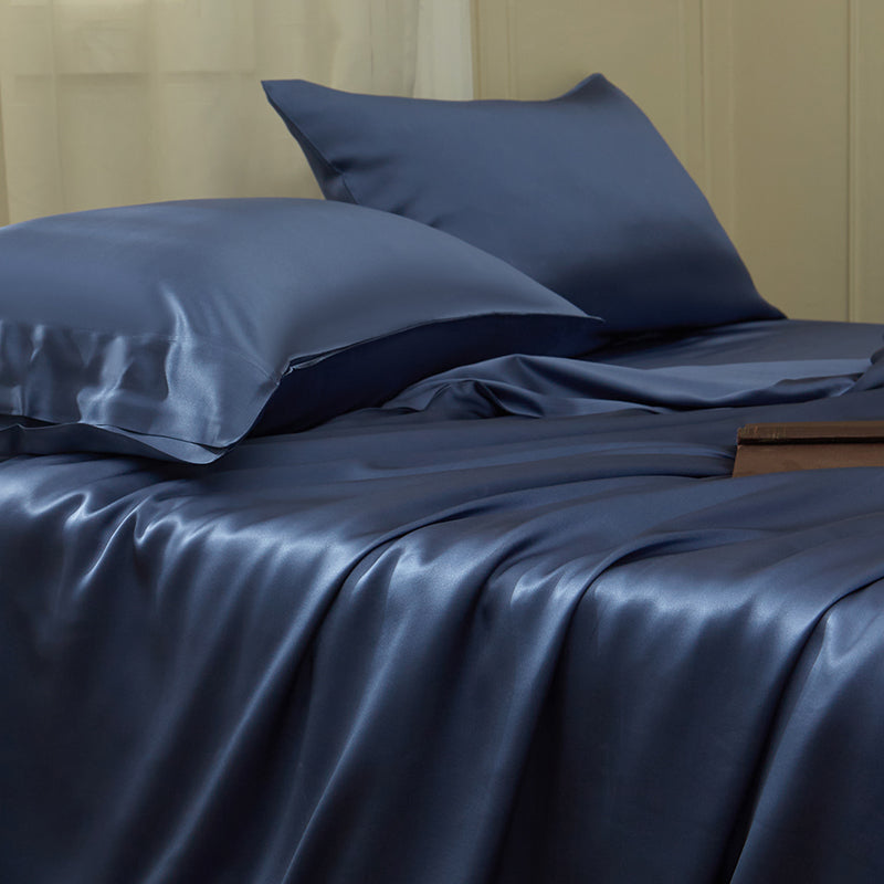 Thana Fiord Blue Mulberry Silk Luxury Bedding Set - DARIYA HOME