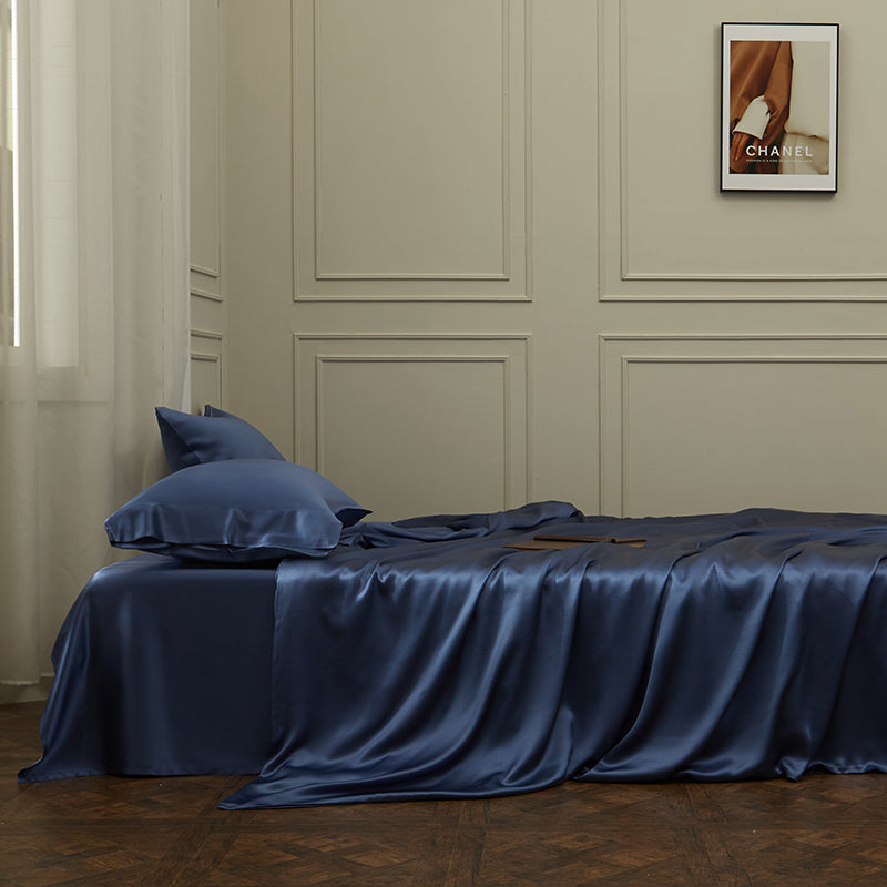 Thana Fiord Blue Mulberry Silk Luxury Bedding Set - DARIYA HOME