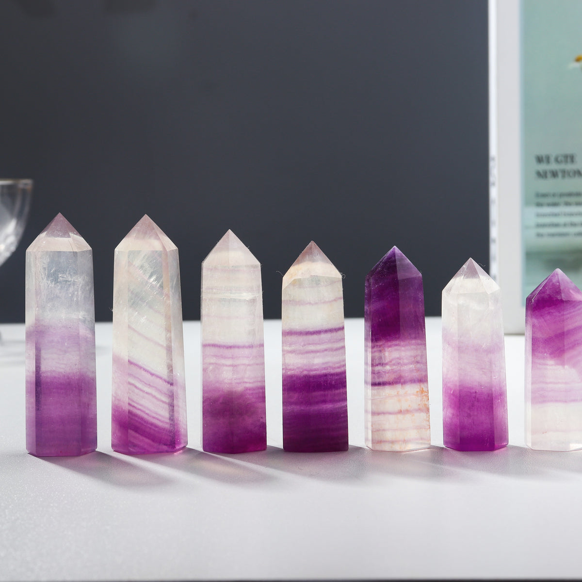 Natural Fluorite Crystal Point Home Obelisk