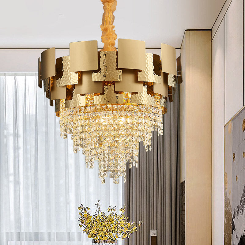 Mars Titanium Gold Luxury Crystal Chandelier Handmade Polished Steel - DARIYA HOME