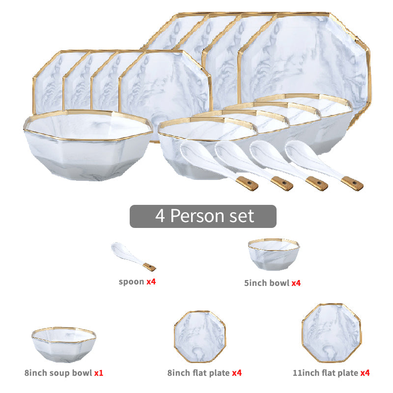 Marina Marble Octagon Luxury Dinnerware Set - DARIYA HOME