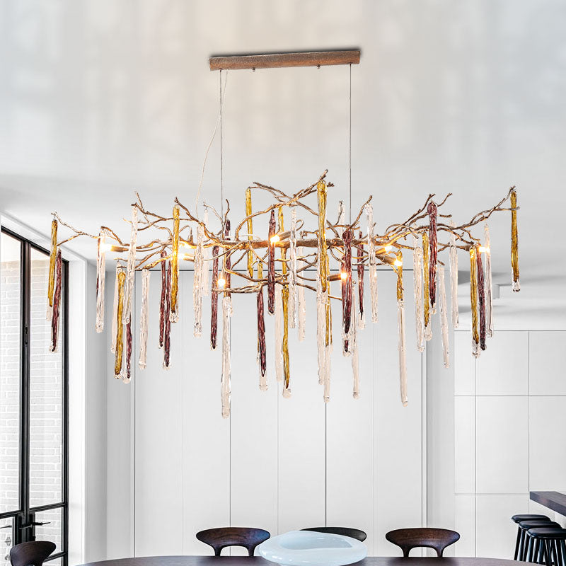 Mercury Copper Luxury Handmade Crystal Glass Branch Chandelier - DARIYA HOME