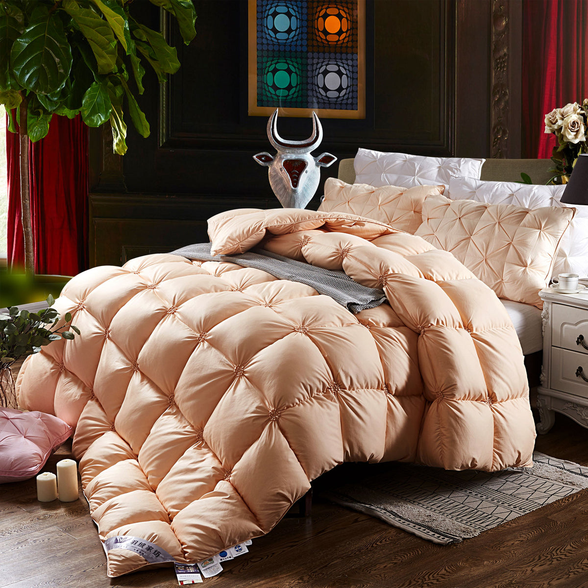 Saraya Santa Fe Premium Quilted Cotton Goose Down All Seasons Luxury Comforter - DARIYA HOME