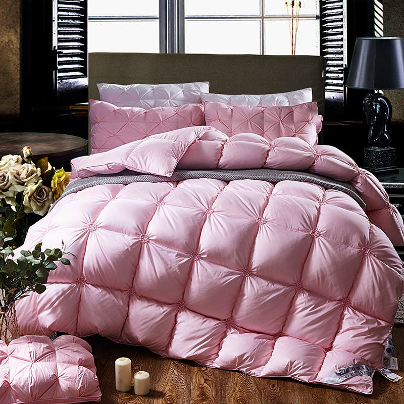 Saraya Careys Pink Premium Quilted Cotton Goose Down All Seasons Luxury Comforter - DARIYA HOME