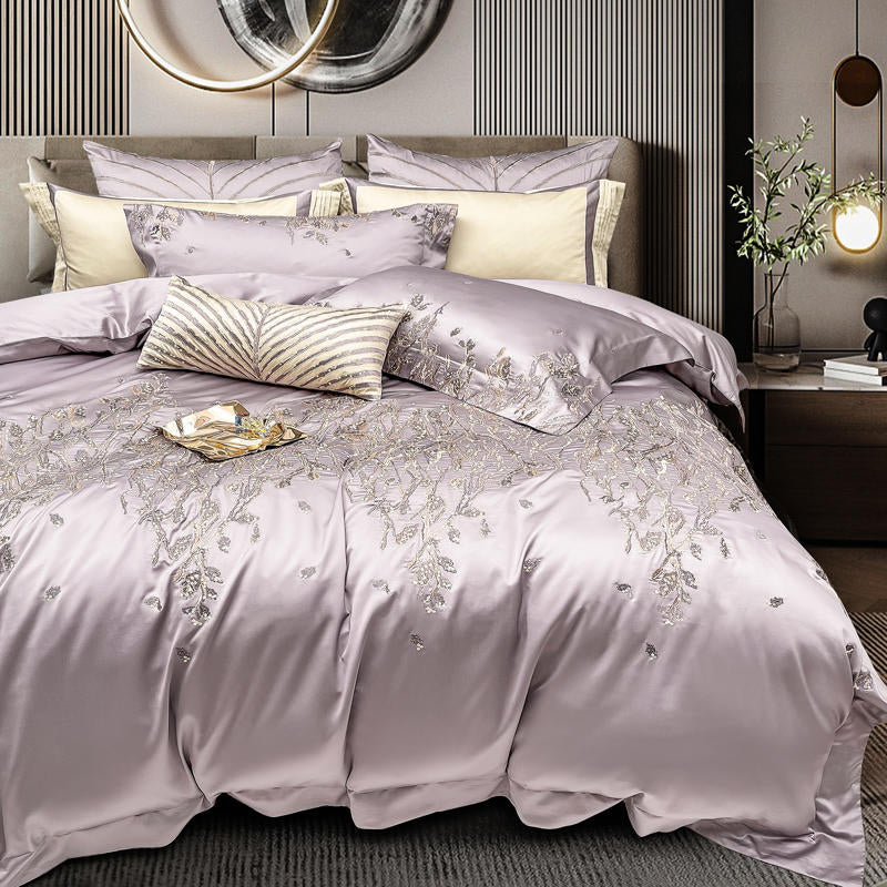 Cream Pearl Luxury 1000TC Egyptian Cotton Royal Embroidery Duvet Bedding Set - DARIYA HOME