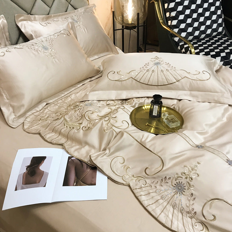 Victoria Delux Luxury 600TC Satin Egyptian Cotton Royal Embroidery Duvet Bedding Set - DARIYA HOME