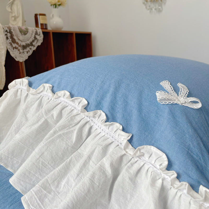 Marseille Blue Summer Cotton Embroidered Duvet Bedding Set - DARIYA HOME