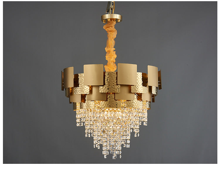 Mars Titanium Gold Luxury Crystal Chandelier Handmade Polished Steel - DARIYA HOME