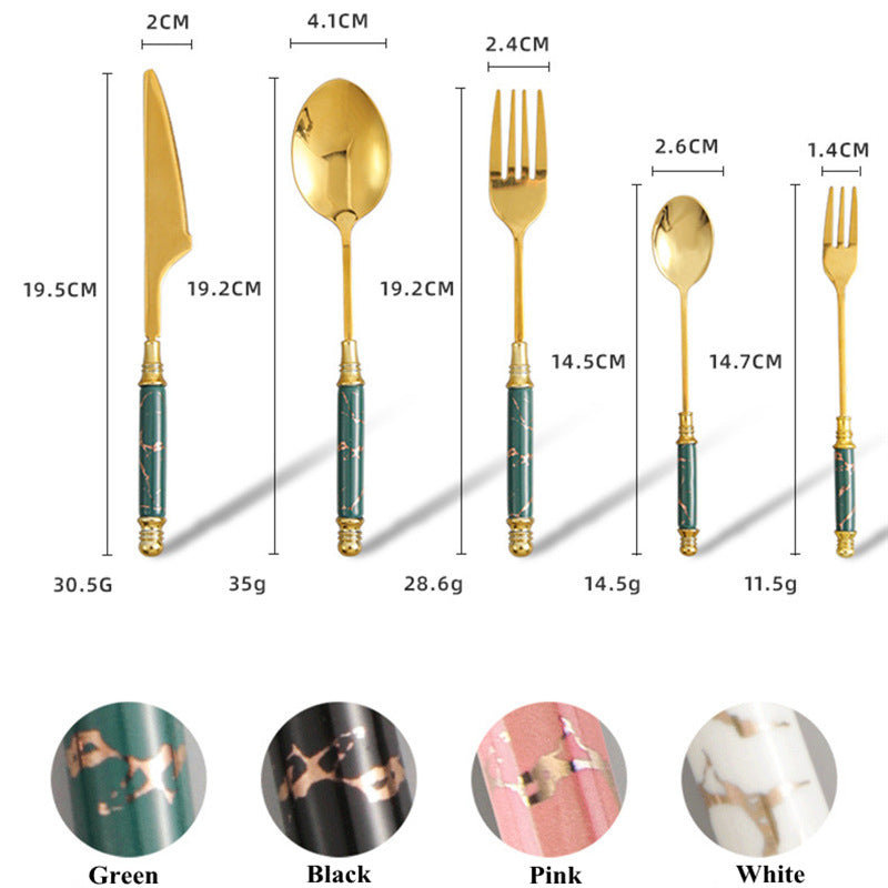 Desai Gold Green Ceramic Luxury Flatware Set - DARIYA HOME