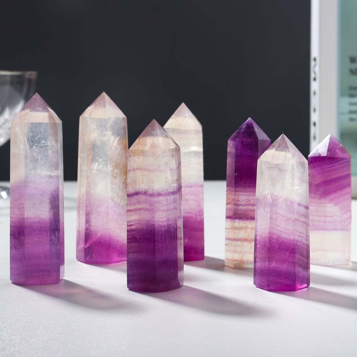 Natural Fluorite Crystal Point Home Obelisk