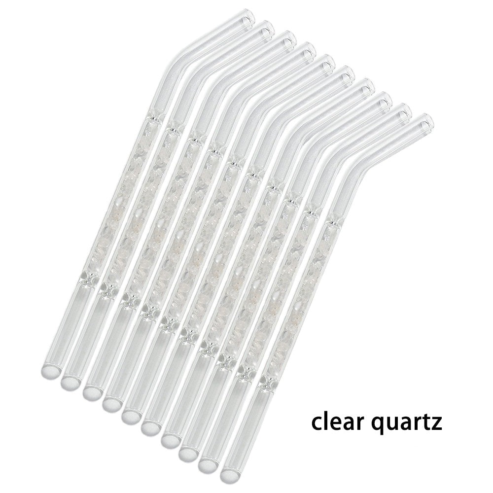 Natural Crystal Stones Luxury Glass Straw 10 Pieces Set