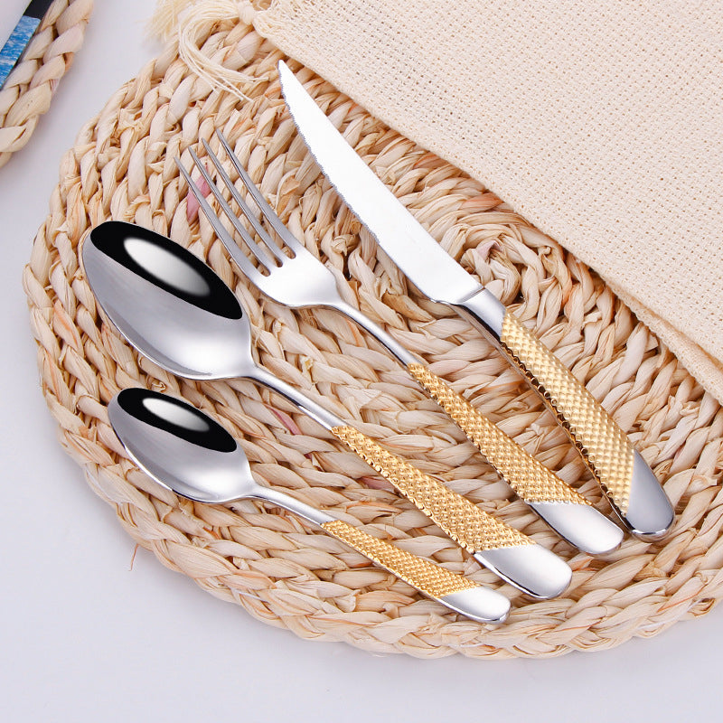 Ferrara Gold Textured Royal Cutlery Set - DARIYA HOME