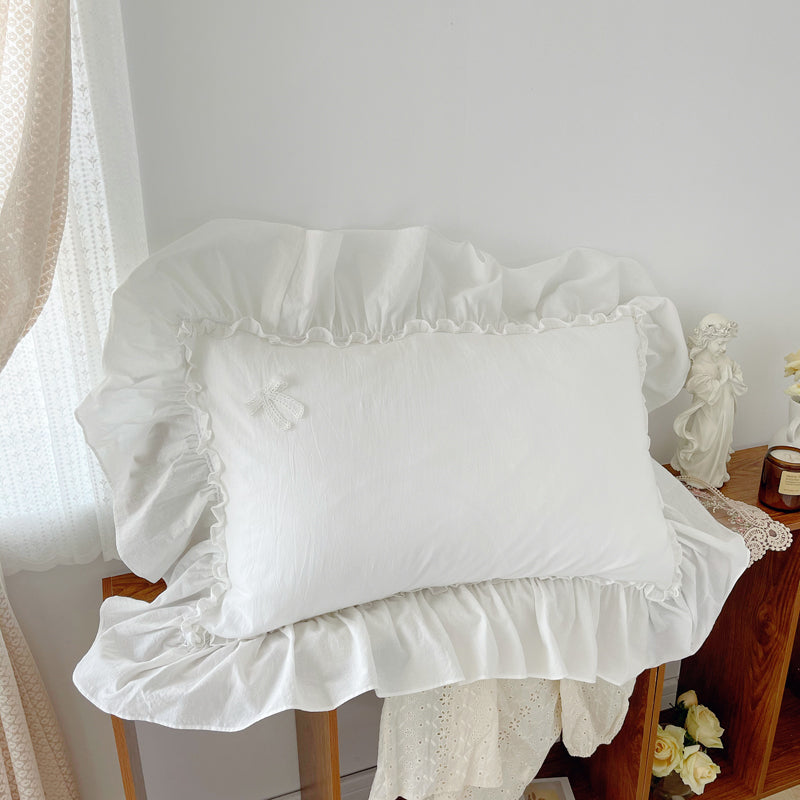 Marseille Porcelain White Summer Cotton Embroidered Duvet Bedding Set - DARIYA HOME