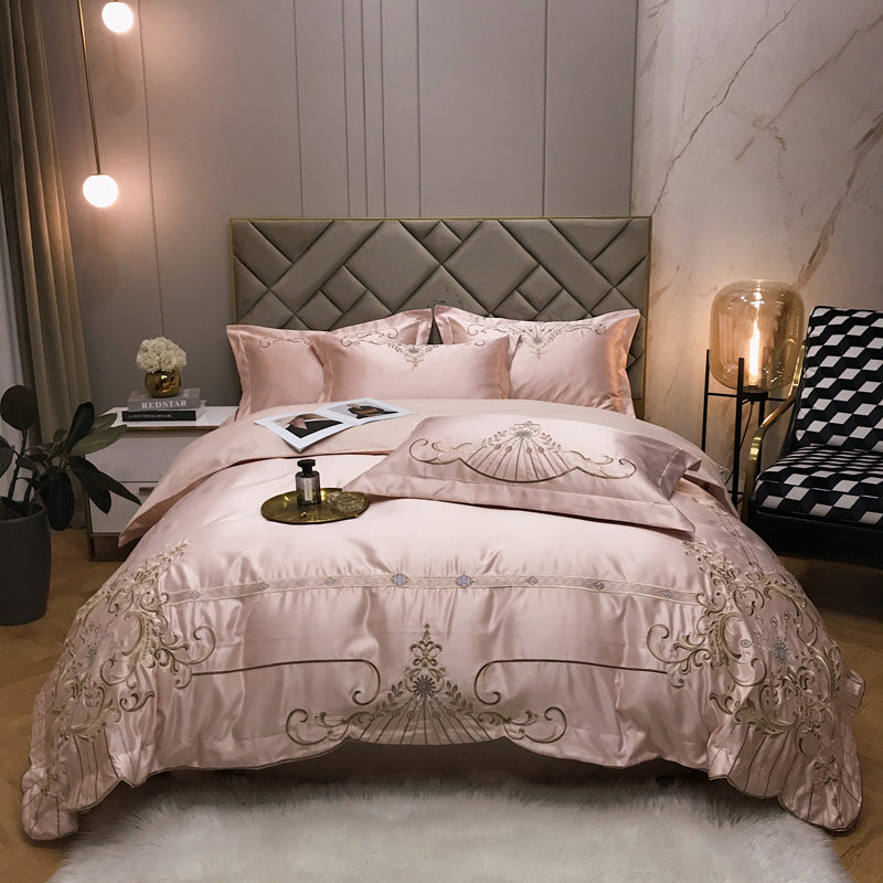 Victoria Wafer Luxury 600TC Satin Egyptian Cotton Royal Embroidery Duvet Bedding Set - DARIYA HOME