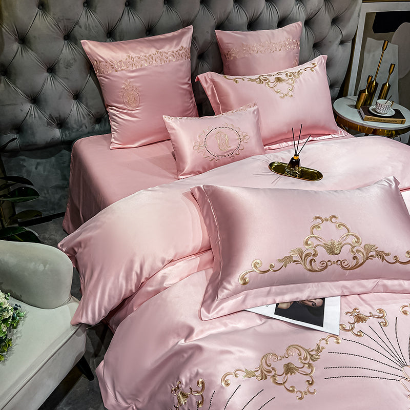 Naomi Clam Shell Luxury 600TC Satin Egyptian Cotton Royal Embroidered Duvet Bedding Set - DARIYA HOME