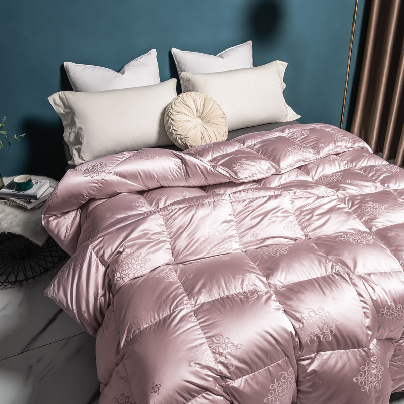 Teva Bazaar Quilted Brocade Jacquard Goose Down All Seasons Luxury Comforter - DARIYA HOME