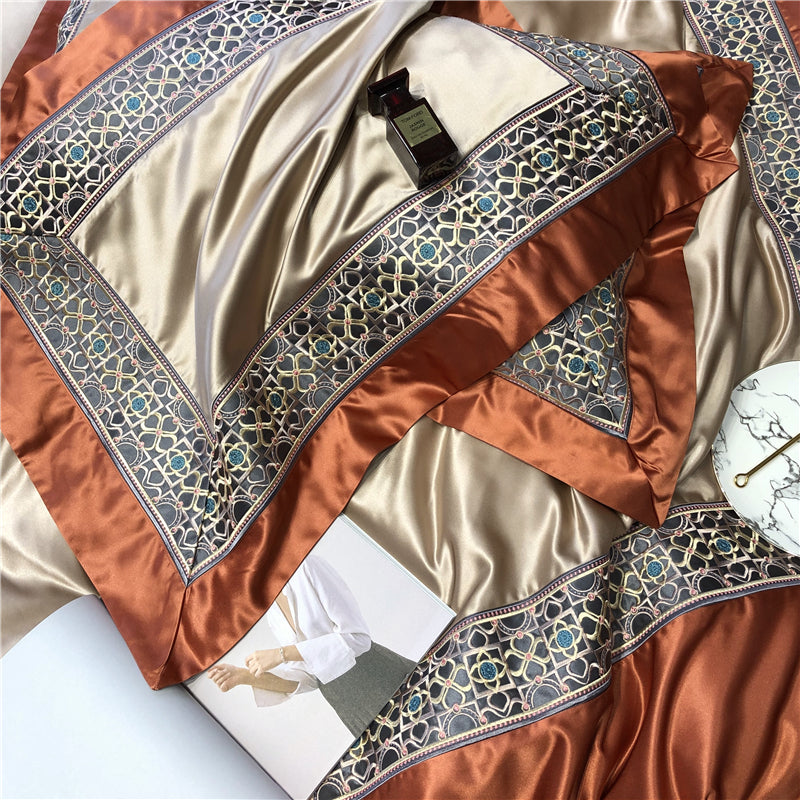 Helen Antique Brass Luxury Egyptian Cotton Royal Embroidery Duvet Bedding Set - DARIYA HOME