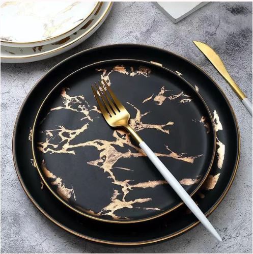 Annina Black Marble Luxury Plate - DARIYA HOME