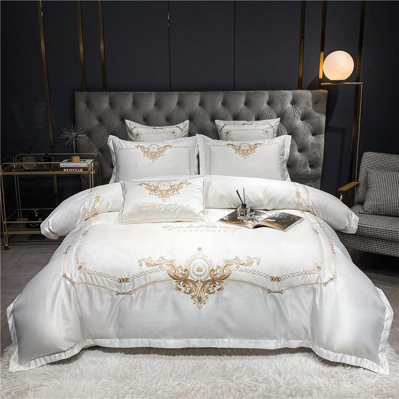 Paris Luxury 600TC Egyptian Cotton Royal Embroidered Duvet Bedding Set - DARIYA HOME