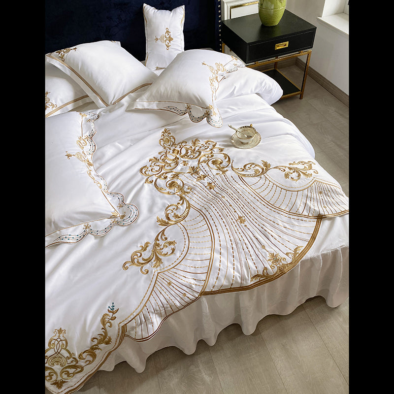 Lucia Luxury Soft Satin Egyptian Cotton Royal Embroidery Duvet Bedding Set - DARIYA HOME