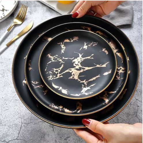 Annina Black Marble Luxury Plate - DARIYA HOME