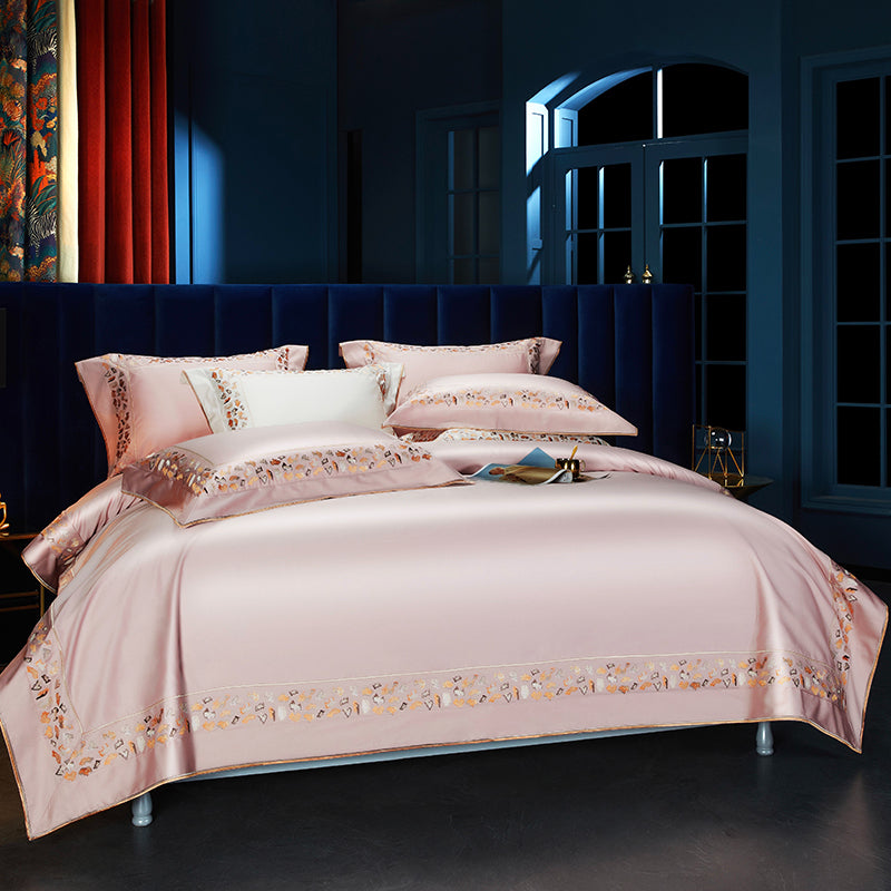 Elice Pink Luxury 1000TC Egyptian Cotton Royal Embroidery Duvet Bedding Set - DARIYA HOME