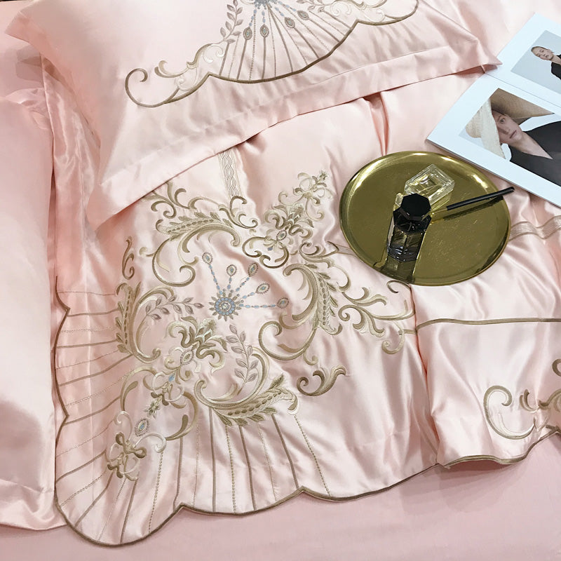 Victoria Pink Luxury 600TC Satin Egyptian Cotton Royal Embroidery Duvet Bedding Set - DARIYA HOME