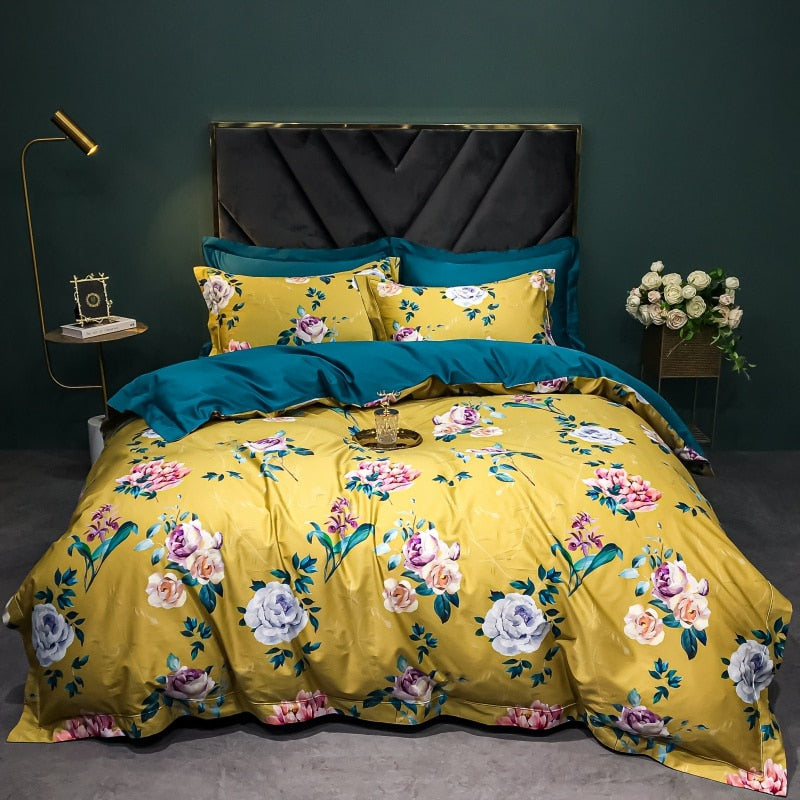 Brigitte Salomie Roses Floral Design Egyptian Cotton Bedding Set - DARIYA HOME