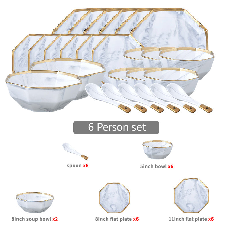 Marina Marble Octagon Luxury Dinnerware Set - DARIYA HOME