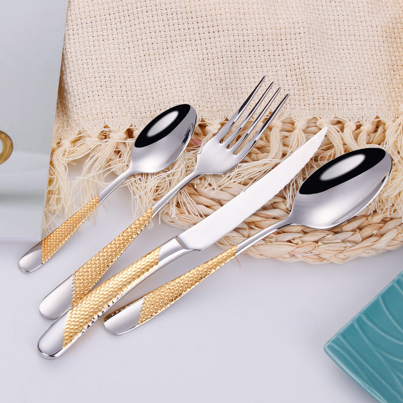 Ferrara Gold Textured Royal Cutlery Set - DARIYA HOME