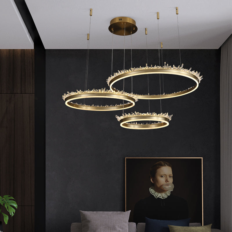 Herminia Natural Crystal Luxury Gold Chandelier