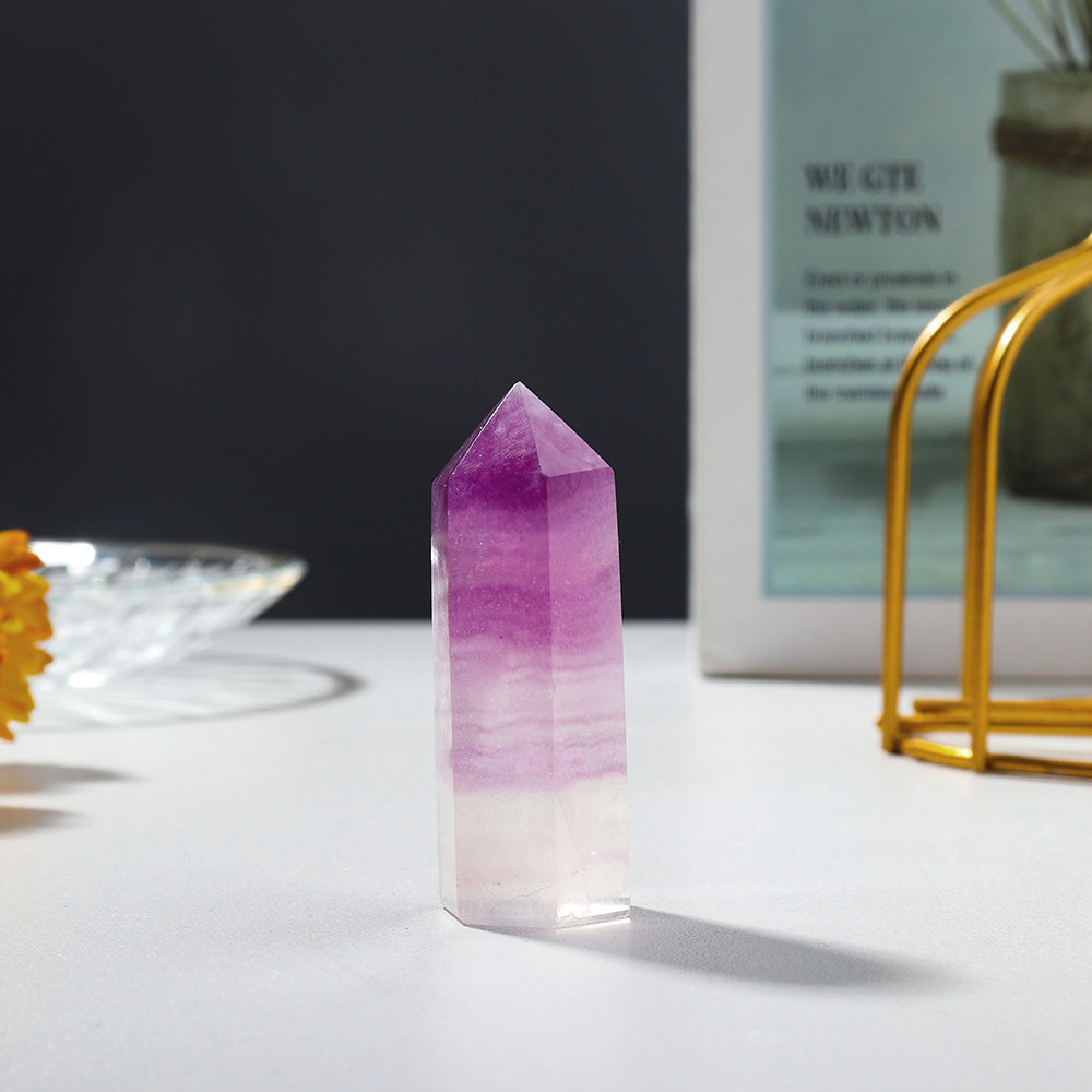 Natural Fluorite Crystal Point Home Obelisk